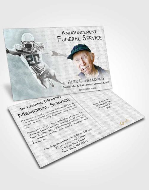 Funeral Announcement Card Template Loving Embrace Football Honor