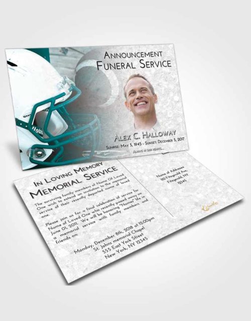 Funeral Announcement Card Template Loving Embrace Football Party