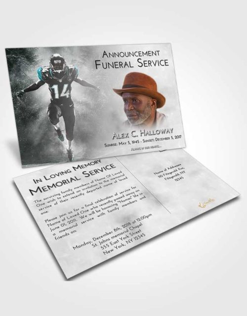Funeral Announcement Card Template Loving Embrace Football Serenity