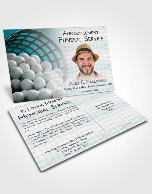 Funeral Announcement Card Template Loving Embrace Golf Tranquility