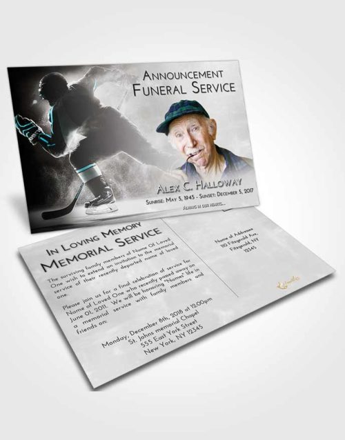 Funeral Announcement Card Template Loving Embrace Hockey Paradise