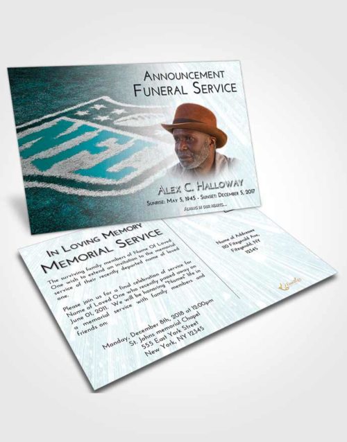 Funeral Announcement Card Template Loving Embrace NFL Football