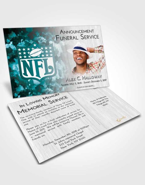 Funeral Announcement Card Template Loving Embrace NFL Star