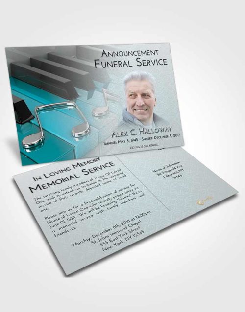 Funeral Announcement Card Template Loving Embrace Piano Keys