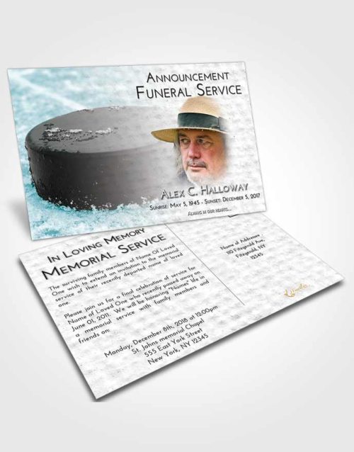Funeral Announcement Card Template Loving Embrace Puck of Honor