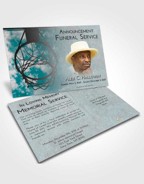 Funeral Announcement Card Template Loving Embrace Sky Ball