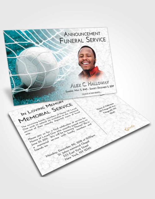 Funeral Announcement Card Template Loving Embrace Soccer Pride