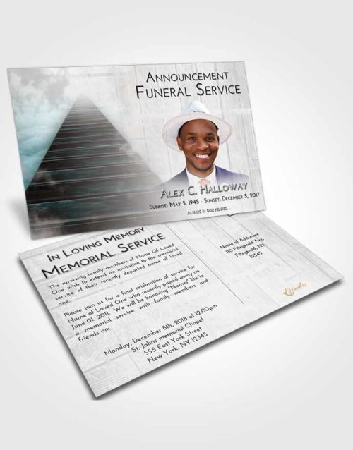 Funeral Announcement Card Template Loving Embrace Stairway to Eternity