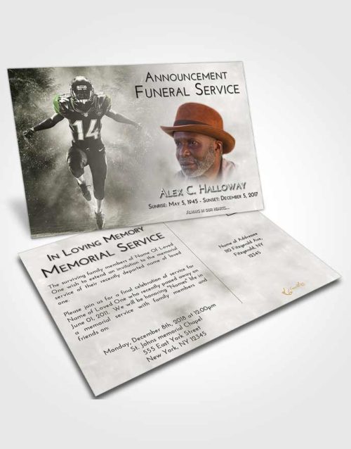 Funeral Announcement Card Template Loving Football Serenity
