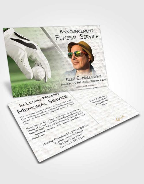 Funeral Announcement Card Template Loving Golf Tee