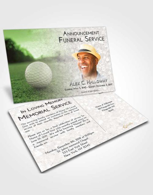 Funeral Announcement Card Template Loving Golfing Honor