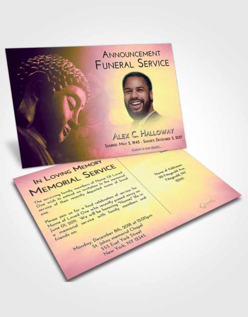 Funeral Announcement Card Template Loving Mix Buddha Divinity