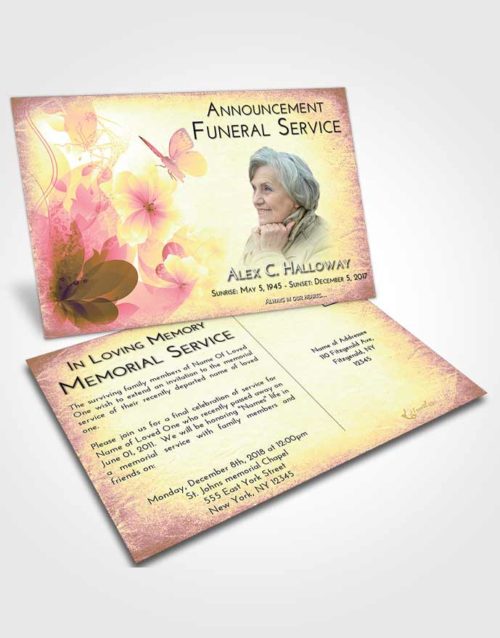 Funeral Announcement Card Template Loving Mix Floral Butterfly