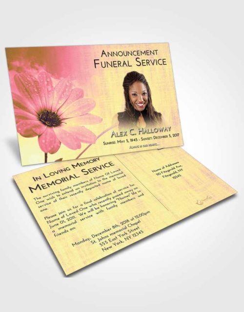 Funeral Announcement Card Template Loving Mix Floral Raindrops