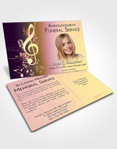 Funeral Announcement Card Template Loving Mix G Clef
