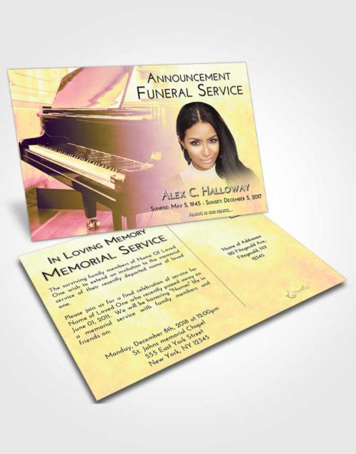 Funeral Announcement Card Template Loving Mix Grand Piano