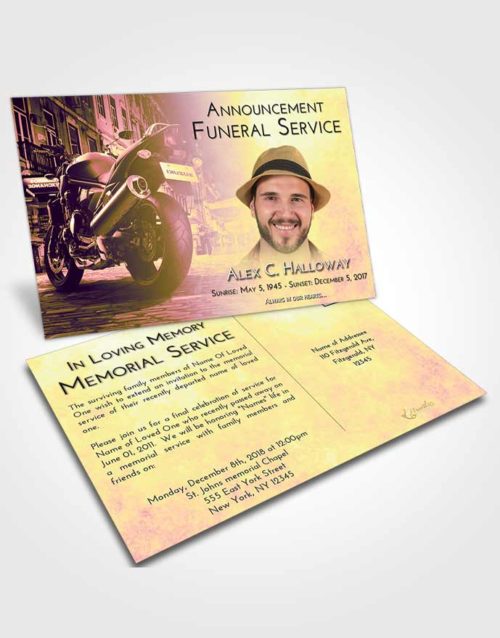 Funeral Announcement Card Template Loving Mix Motorcycle Dreams