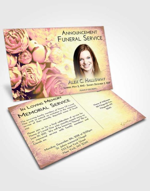 Funeral Announcement Card Template Loving Mix Rose Magic