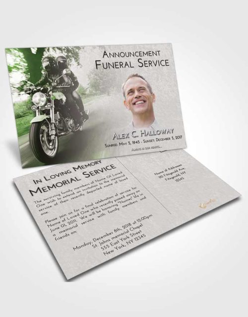 Funeral Announcement Card Template Loving Motorcycle Days