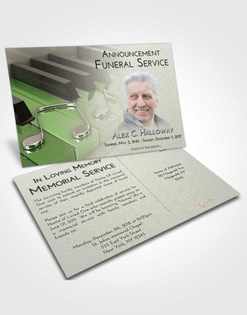 Funeral Announcement Card Template Loving Piano Keys