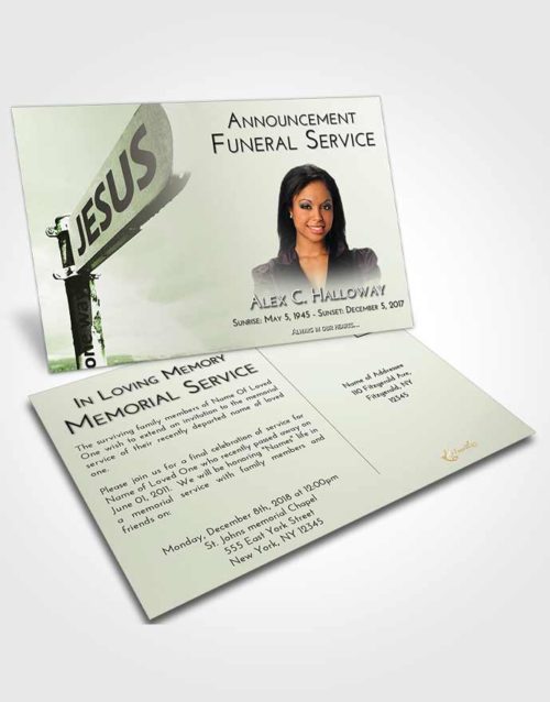 Funeral Announcement Card Template Loving Road to Jesus