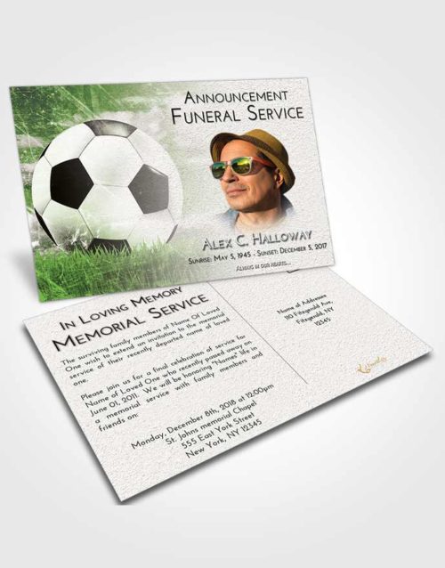 Funeral Announcement Card Template Loving Soccer Dreams