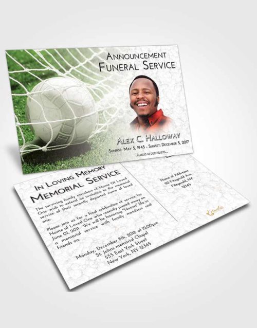 Funeral Announcement Card Template Loving Soccer Pride