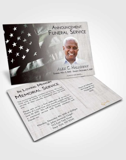 Funeral Announcement Card Template Morning American Veteran