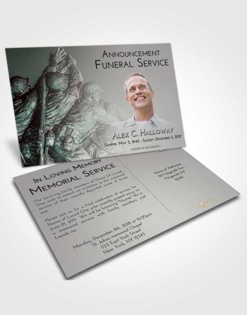Funeral Announcement Card Template Morning Army Grit