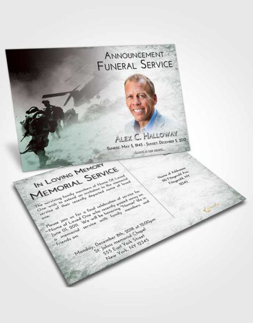 Funeral Announcement Card Template Morning Army Sacrifice