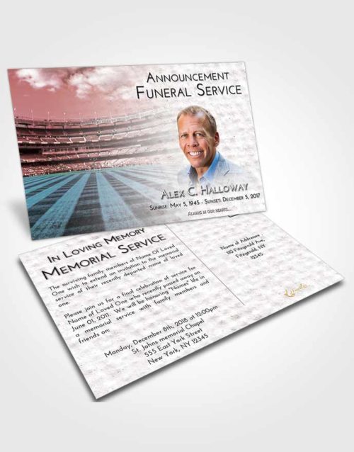 Funeral Announcement Card Template Morning Baseball Serenity