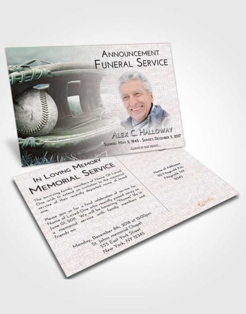 Funeral Announcement Card Template Morning Baseball Tranquility