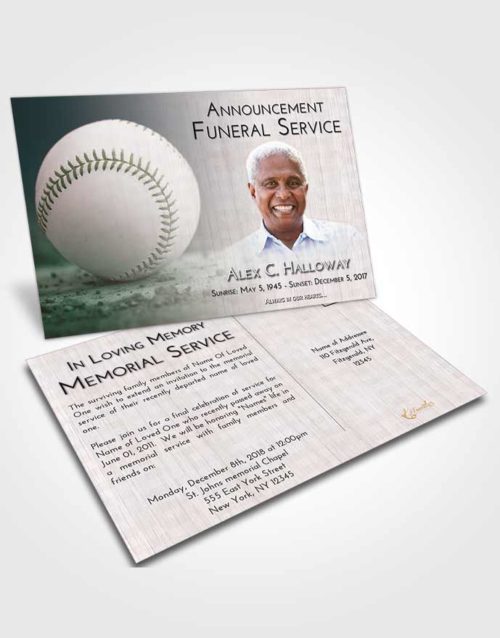 Funeral Announcement Card Template Morning Baseball Victory