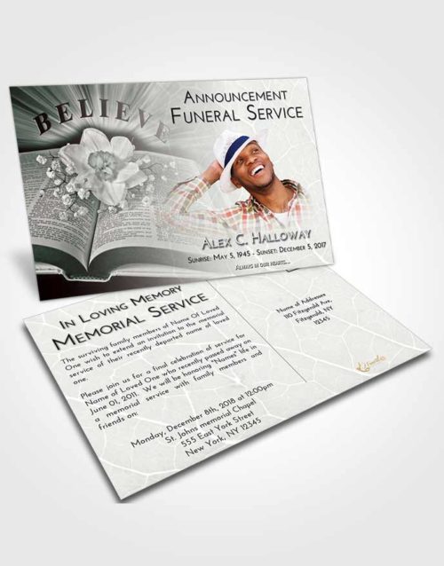 Funeral Announcement Card Template Morning Bible Belief