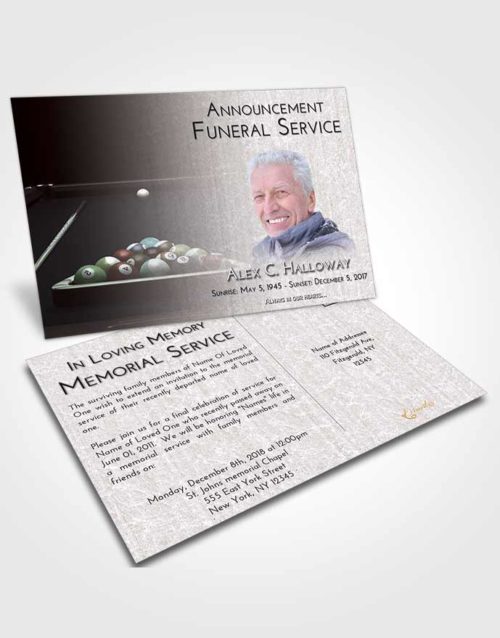 Funeral Announcement Card Template Morning Billiards Pride