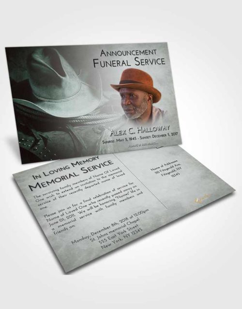 Funeral Announcement Card Template Morning Cowboy Serenity
