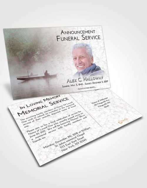Funeral Announcement Card Template Morning Fishing Tranquility