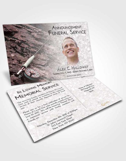 Funeral Announcement Card Template Morning Fishing on the Rocks