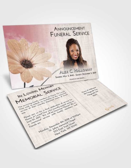 Funeral Announcement Card Template Morning Floral Raindrops