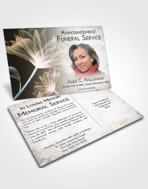 Funeral Announcement Card Template Morning Flower Peace