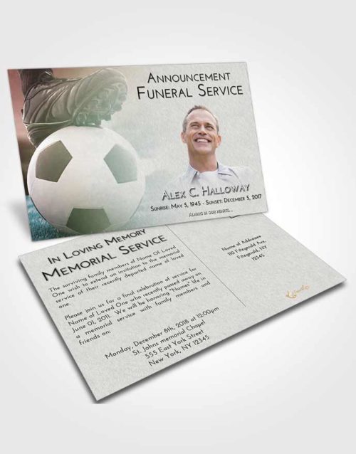 Funeral Announcement Card Template Morning Soccer Cleats