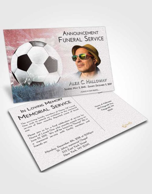 Funeral Announcement Card Template Morning Soccer Dreams