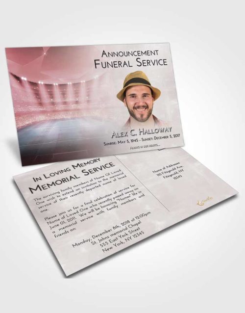 Funeral Announcement Card Template Morning Soccer Stadium