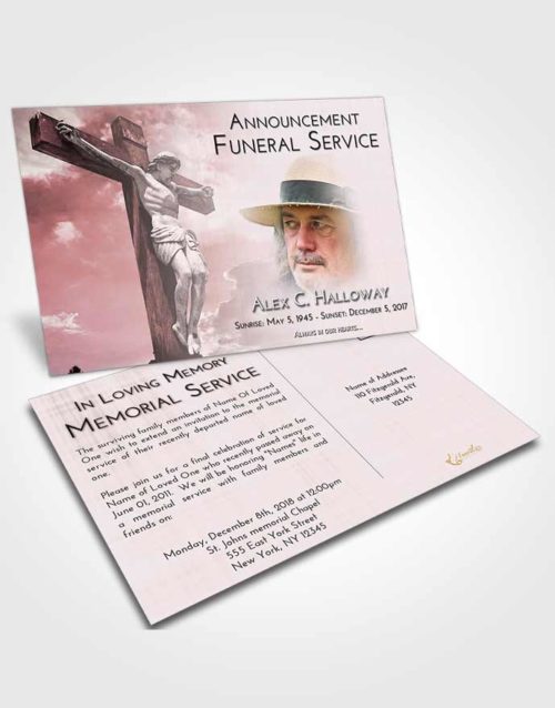 Funeral Announcement Card Template Morning Spiritual Cross