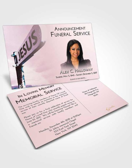 Funeral Announcement Card Template Peaceful Road to Jesus