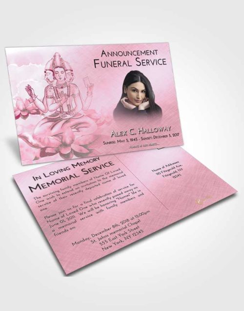 Funeral Announcement Card Template Pink Faith Brahma Surprise