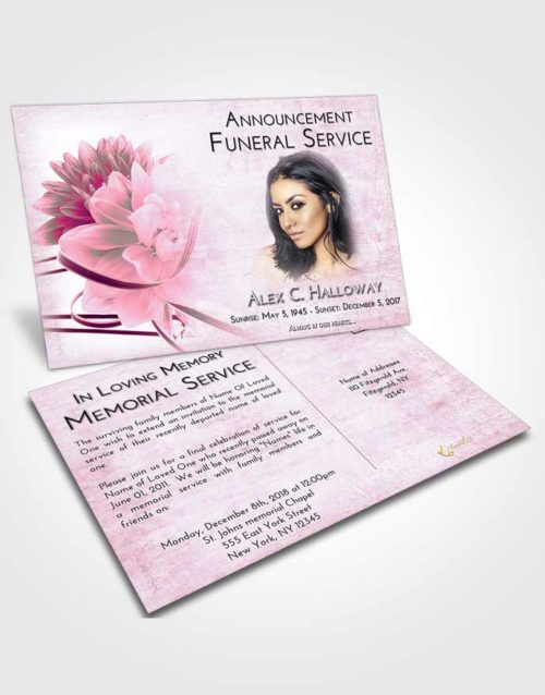 Funeral Announcement Card Template Pink Faith Floral Dream