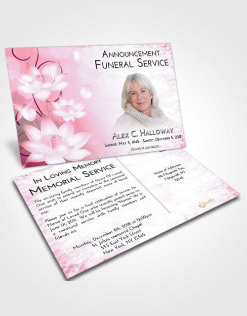 Funeral Announcement Card Template Pink Faith Floral Peace