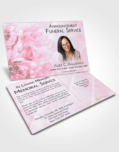 Funeral Announcement Card Template Pink Faith Floral Relaxation