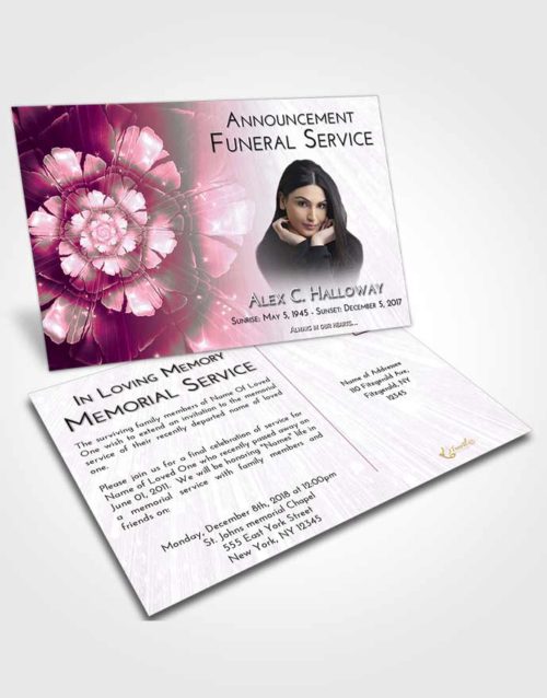 Funeral Announcement Card Template Pink Faith Floral Secret